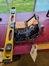 Drill bits, air nailer, level