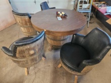 Whiskey barrell poker table with 4 chairs