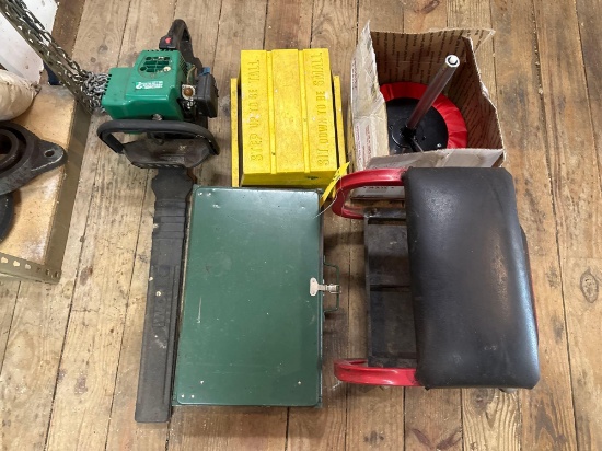 Gas Headge Trimmer, Shop Cart, step a stool, Portable Grill, Fresh Seat For Wheely Stool