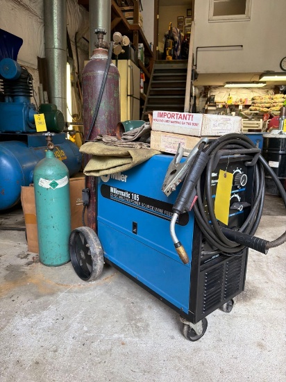 Millermatic 185 Welder with Tanks, Gloves, Wire, Spoolmate 185 20 Ft