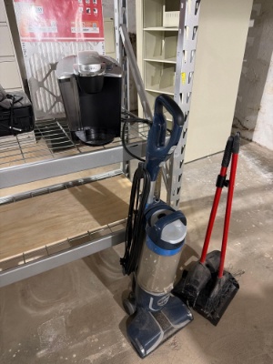 Keurig, sweeper, dry erase board