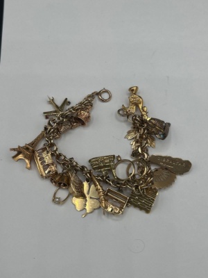 Gold Filled charm bracelet w/ some 14k charms