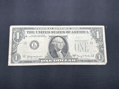 1963A 1$ Federal Reserve Note w/ No Serial Number