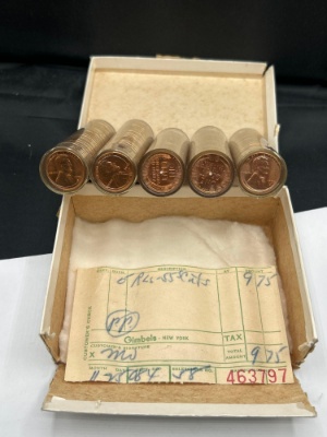 (5) Rolls 1955-S Wheat Pennies