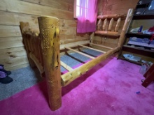 knotty pine rustic log single bed