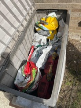 outdoor storage bin with soil