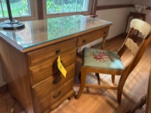 Maple desk w/ Needle point seat chair