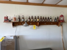 Root beer bottle collection Barn lantern ship globe display sign Walking stick