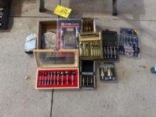 assorted drill, bits and drivers, hollow punch set