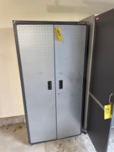 Metal Gladiator cabinet filled with contents
