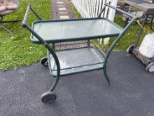 serving table with wheels glass top