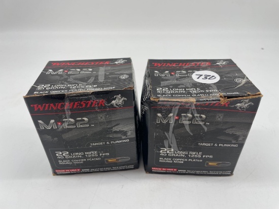Winchester Ammo, 22 cal., 500 per box, bid x 2