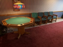 Oak Game Table and Four oak chairs