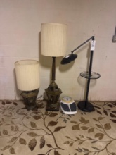 lamps and bathroom scale