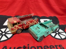 2 early metal toy trucks