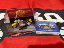 Harley-Davidson Fat boy motorcycle and Harley playing cards