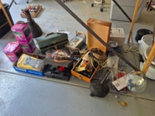 Spotlight Bulbs, Tackleboxes, Roadside Car Items, & Assorted Tools