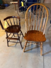 Oak Chair and High Chair