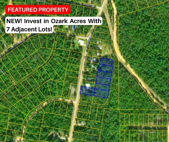 NEW! Invest in Ozark Acres With Seven Adjacent Lots!