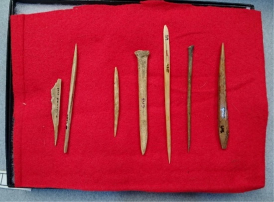 Frame of Seven Bone Needles - 2 / 4 1/2 in.