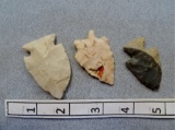 Three Archaic Points - 1 3/4 in. - 2 in. - Flint