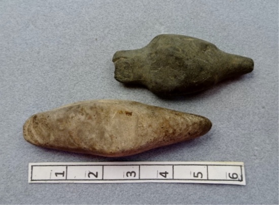 Two Lizard Effigies - 4 1/4 / 5 1/4 in. - Slate/