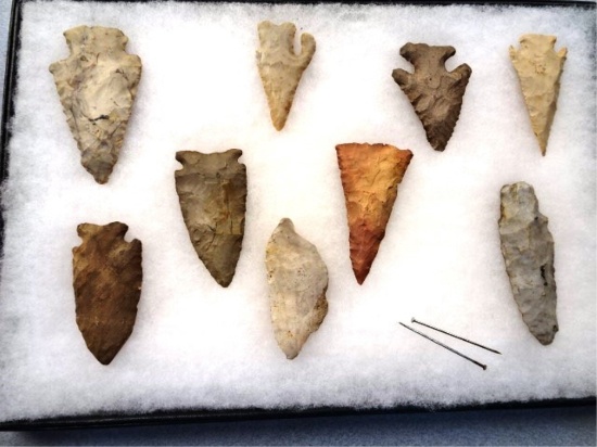 Frame - 9 Flint Points - Allen Co. Indiana