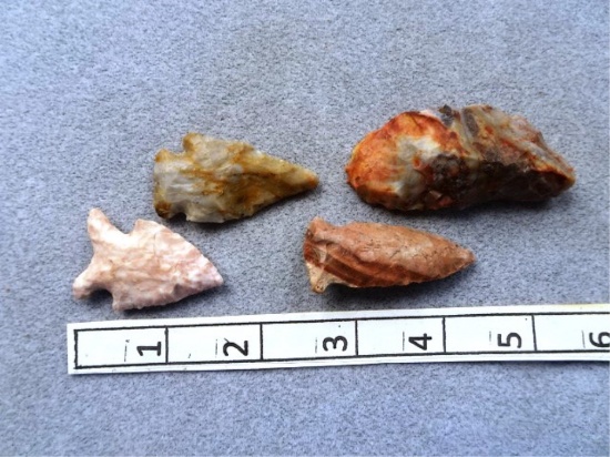 Four Flint Ridge Points - 1 1/2  / 2 1/4 in.