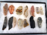 Frame of 14 Flake Knives - Flint Ridge Flint