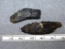 Two Uniface Knives - 3 & 4 in. - Coshocton Flint