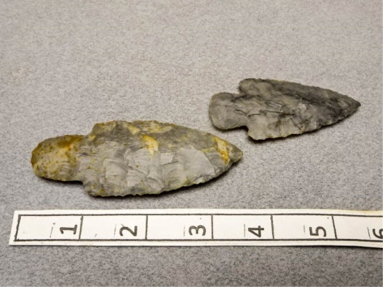 Two Adena Points - 2 3/4 & 3 1/2 in. - Flint