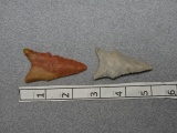 Two Archaic Points - 2 1/4 in. - 1 Red Flint &