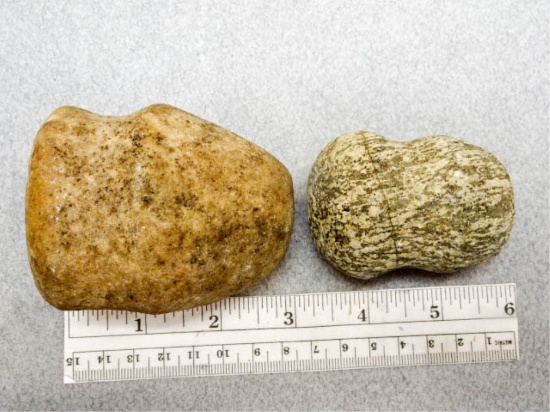 Two Hammerstones - 2 1/2 & 3 in. - Gniess &