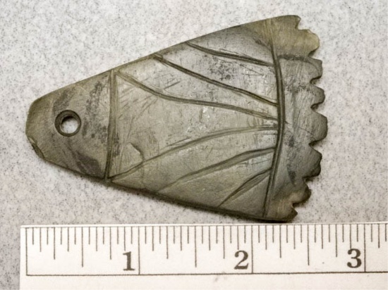 Fringed Pendent - 2 3/4 in. - Banded Slate