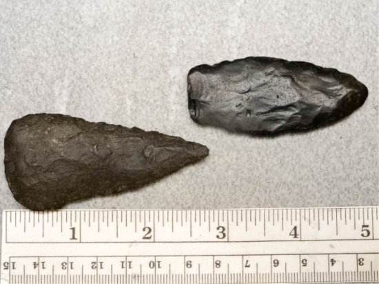 Two Knives - 2 3/4 & 2 1/2 in. - Black Flint
