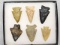 Frame of 6 Archaic Points - 1 1/2 - 2 in.