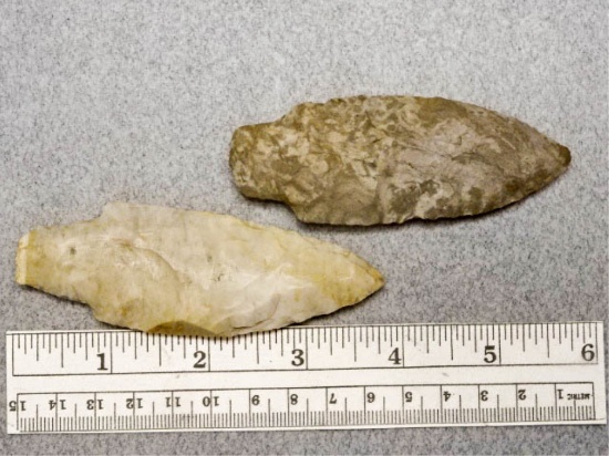 Two Adena Points - 3 1/2 & 3 3/4 in. - Flint