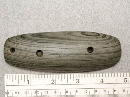 Three Hole Gorget - 4 3/4 in. - Banded Slate