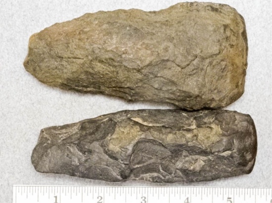 Two Flint Celts - 5 in. - Black Flint - Mason Co.
