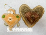 Two Beaded Hearts - Pin Cushions