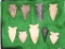 Frame - of 9 various Archaic Points - Ohio