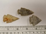Three Archaic Points - 1 1/2 to 1 3/4 in. - Flint