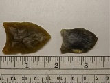 Two Paleo Points - 1 1/4 - 1 1/2 in. - Flint