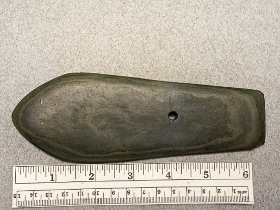 Coffin Shaped Gorget - 6 1/2 in. - Banded Slate