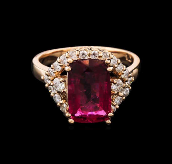 3.35 ctw Pink Tourmaline and Diamond Ring - 14KT Rose Gold