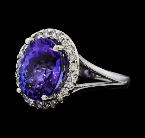 4.65 ctw Tanzanite and Diamond Ring - 14KT White Gold