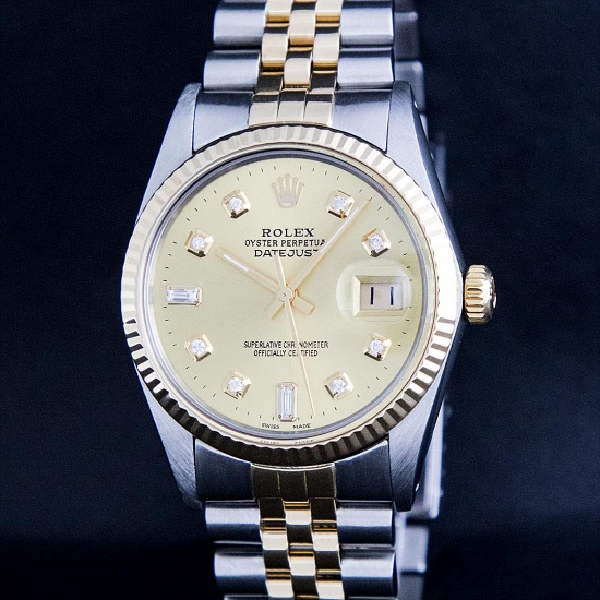 Rolex Two Tone Diamond DateJust Men's Watch