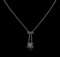 0.69 ctw Blue Sapphire and Diamond Necklace - 18KT White Gold