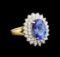 14KT Yellow Gold 4.07 ctw Tanzanite and Diamond Ring