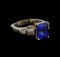 3.71 ctw Tanzanite and Diamond Ring - 18KT White Gold